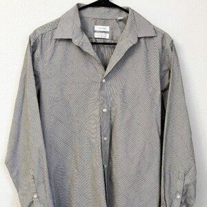 Calvin Klein Men's Micro Gingham Plaid Slim Fit Dress Shirt - Size 15.5" 32/33